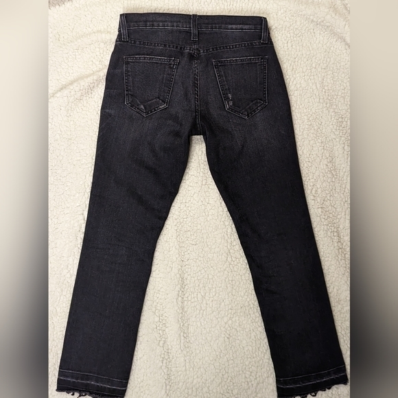 EUC Current/Elliott washed black raw/cuffed hem distressed straight leg cropped - Picture 4 of 10